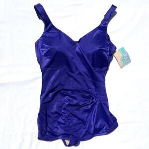 Vintage Maxine Of Hollywood One Piece Swimsuit Womens 18 Purple New